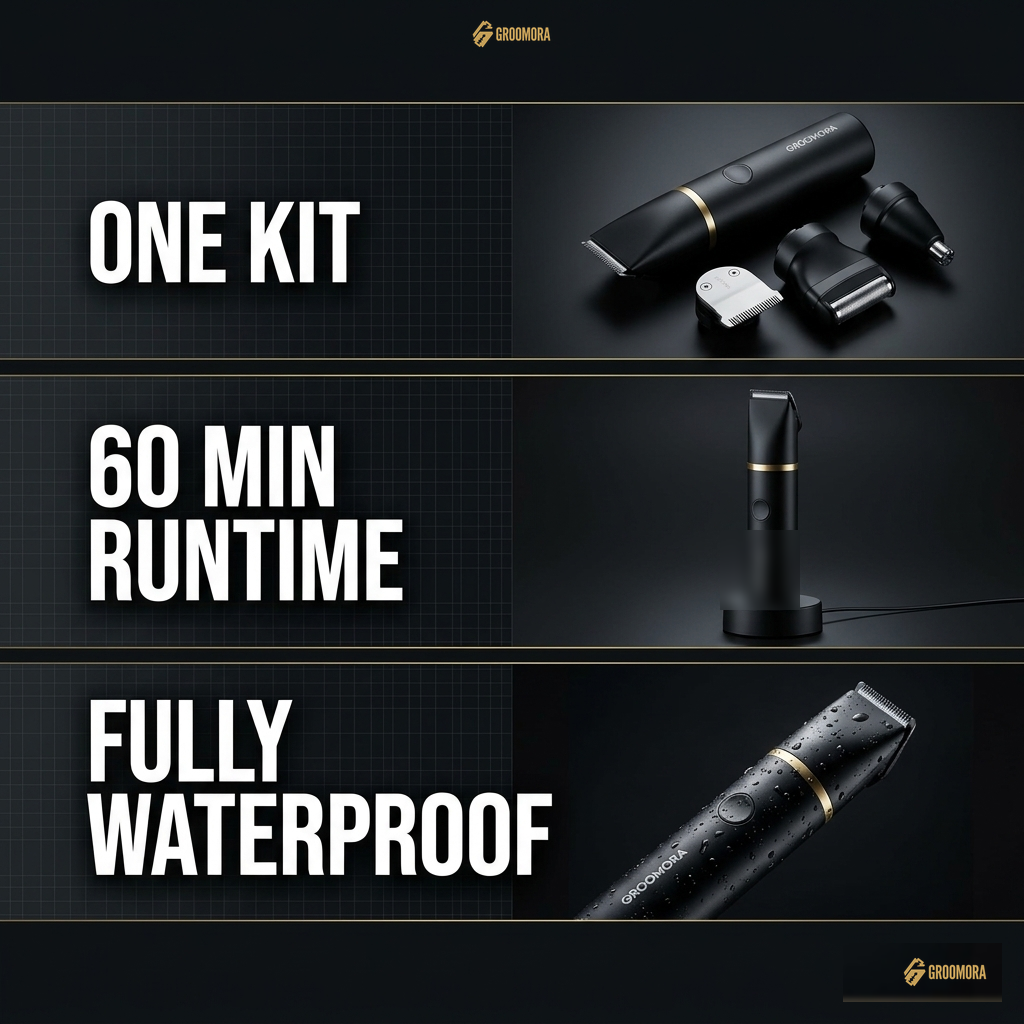 Groomora one kit, 60 min runtime, fully waterproof