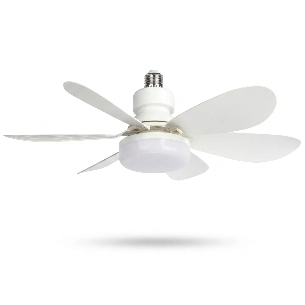 Favonia Flower Ceiling Fan Light, white, blank white background product photo